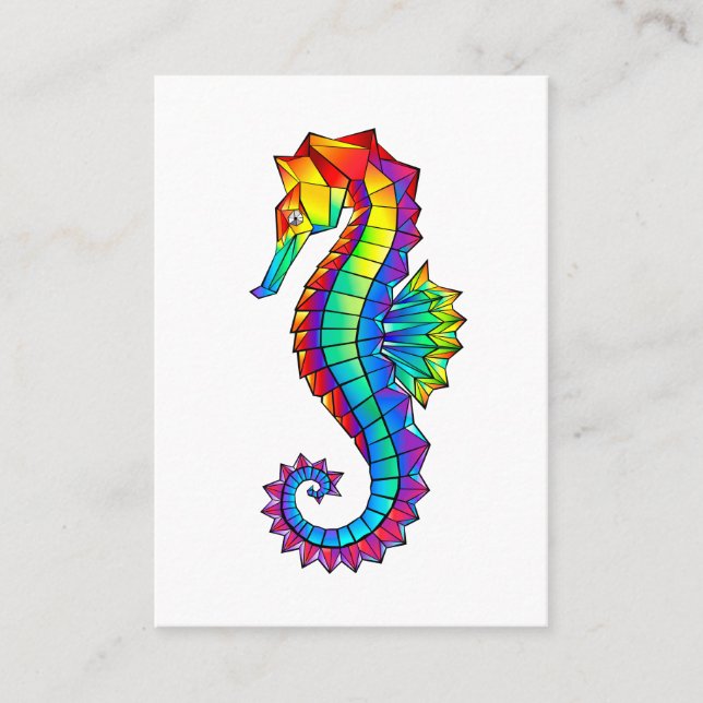 Rainbow Polygonal Seahorse Discount Card (Front)