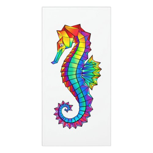 Rainbow Polygonal Seahorse Door Sign