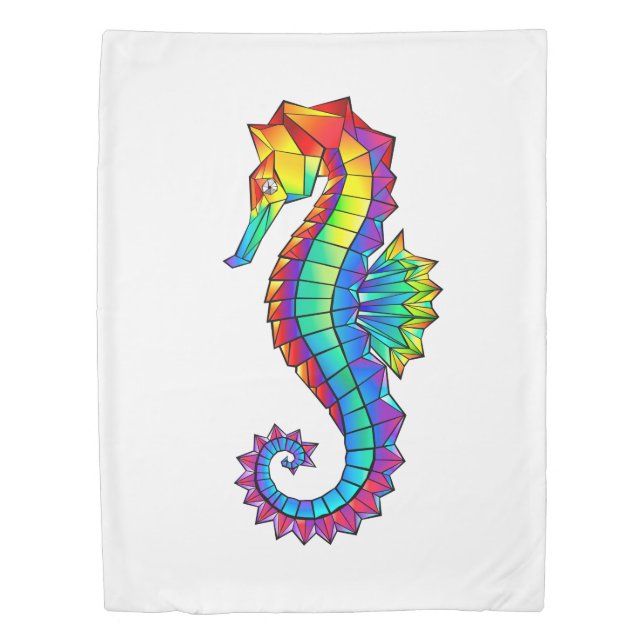 Rainbow Polygonal Seahorse Duvet Cover (Front)