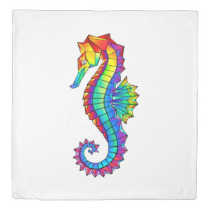 Rainbow Polygonal Seahorse Duvet Cover