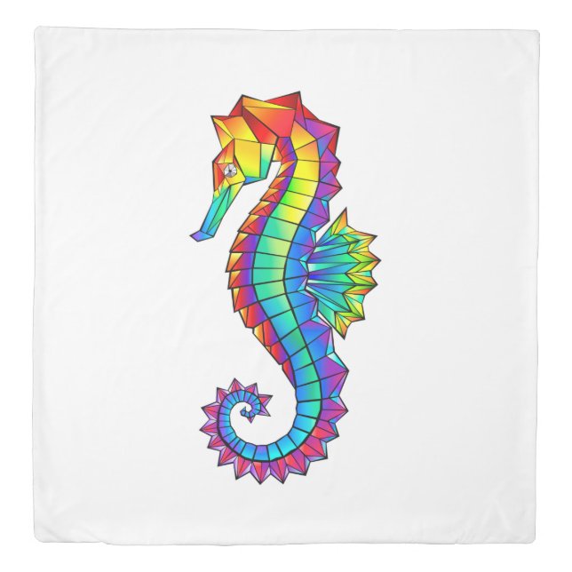 Rainbow Polygonal Seahorse Duvet Cover (Front)