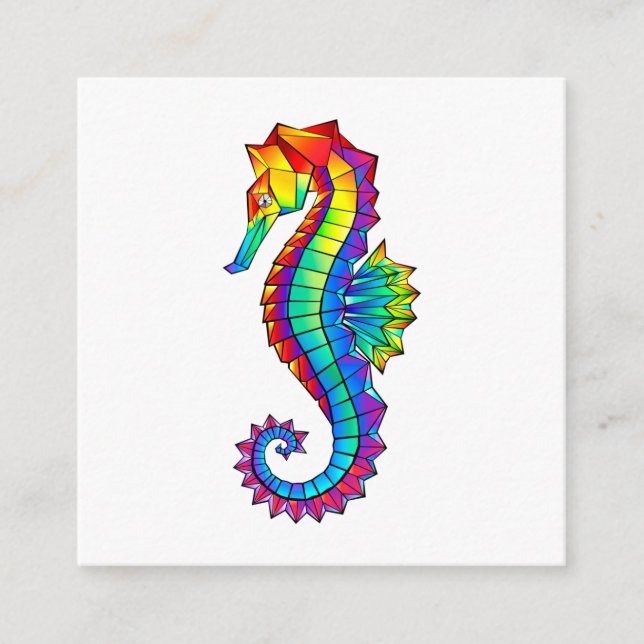 Rainbow Polygonal Seahorse Enclosure Card (Front)