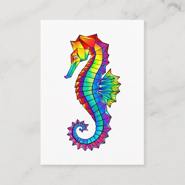 Rainbow Polygonal Seahorse Enclosure Card (Front)