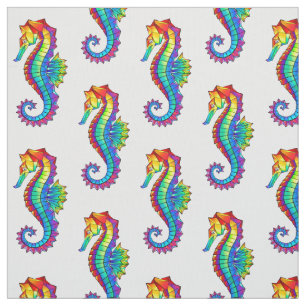 Rainbow Polygonal Seahorse Fabric