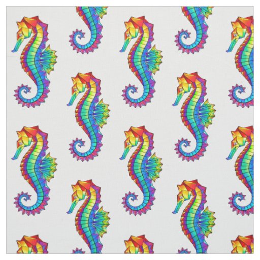 Rainbow Polygonal Seahorse Fabric