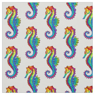 Rainbow Polygonal Seahorse Fabric