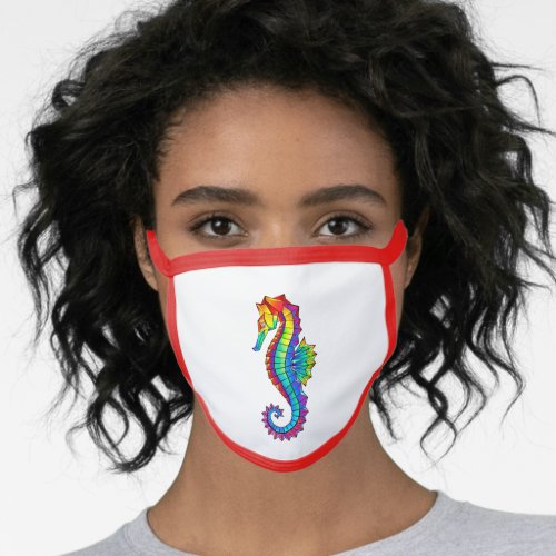 Rainbow Polygonal Seahorse Face Mask