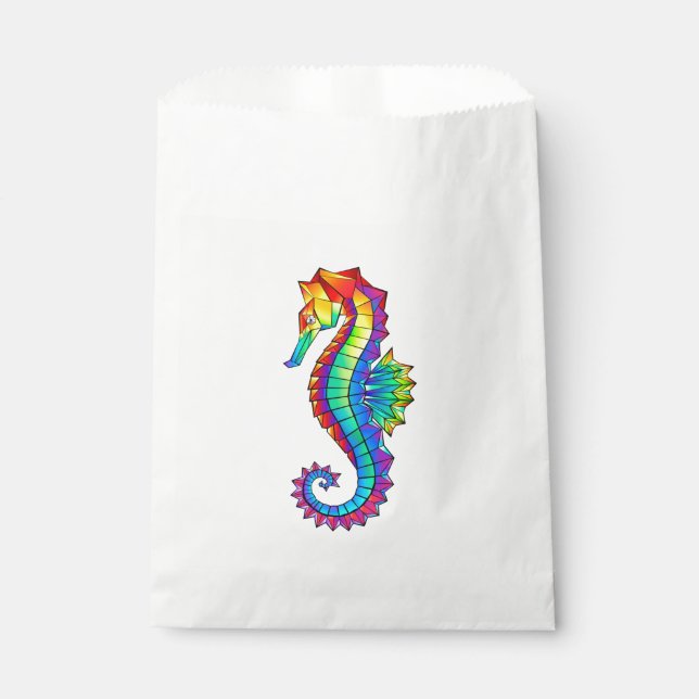 Rainbow Polygonal Seahorse Favor Bag (Front)