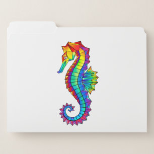 Rainbow Polygonal Seahorse File Folder