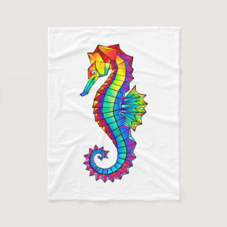 Rainbow Polygonal Seahorse Fleece Blanket