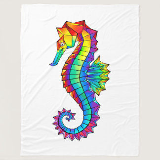 Rainbow Polygonal Seahorse Fleece Blanket