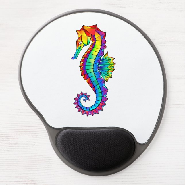 Rainbow Polygonal Seahorse Gel Mouse Pad (Front)