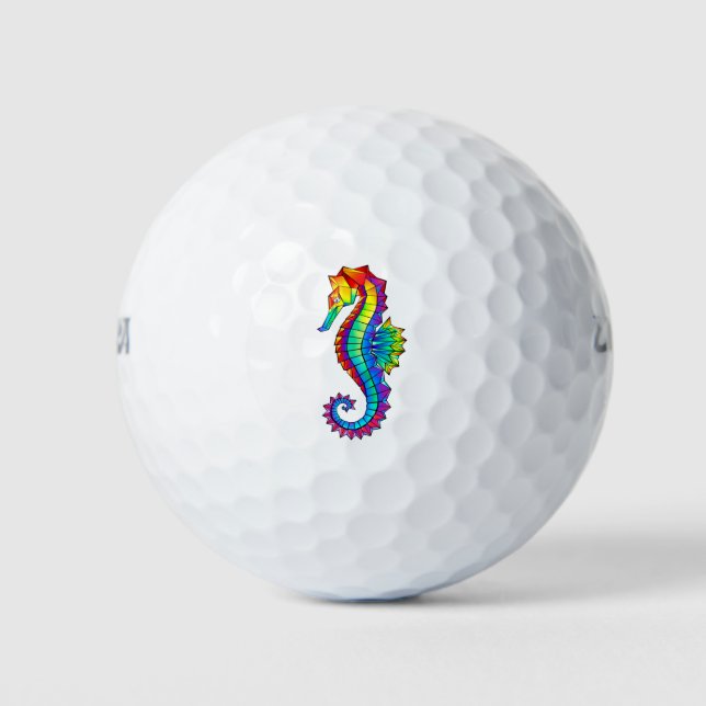 Rainbow Polygonal Seahorse Golf Balls (Front)