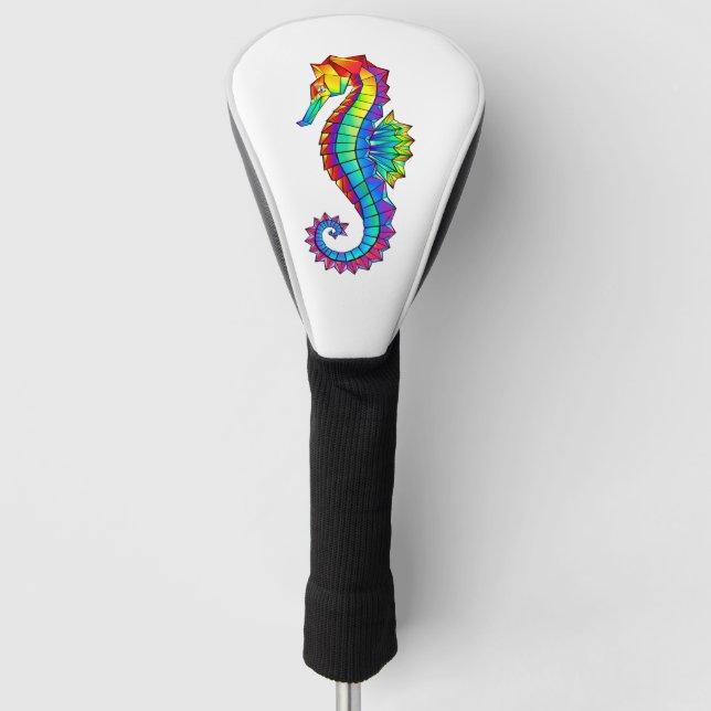 Rainbow Polygonal Seahorse Golf Head Cover (Front)
