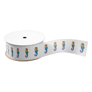Rainbow Polygonal Seahorse Grosgrain Ribbon