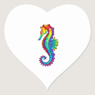 Rainbow Polygonal Seahorse Heart Sticker