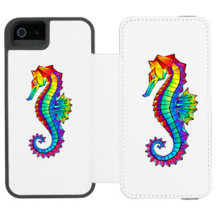 Rainbow Polygonal Seahorse iPhone SE/5/5s Wallet Case