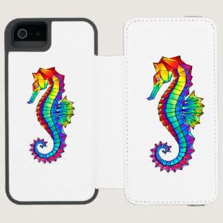 Rainbow Polygonal Seahorse iPhone SE/5/5s Wallet Case
