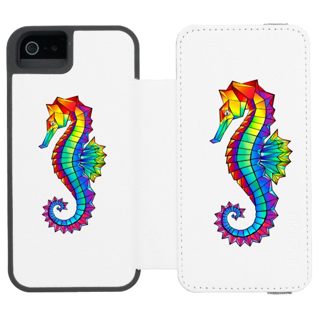 Rainbow Polygonal Seahorse Incipio iPhone Wallet Case (Folio Open)