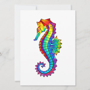 Rainbow Polygonal Seahorse Invitation