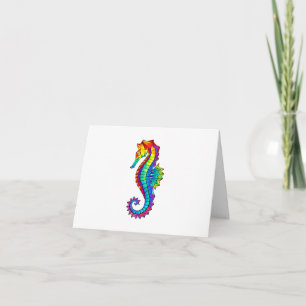 Rainbow Polygonal Seahorse Invitation