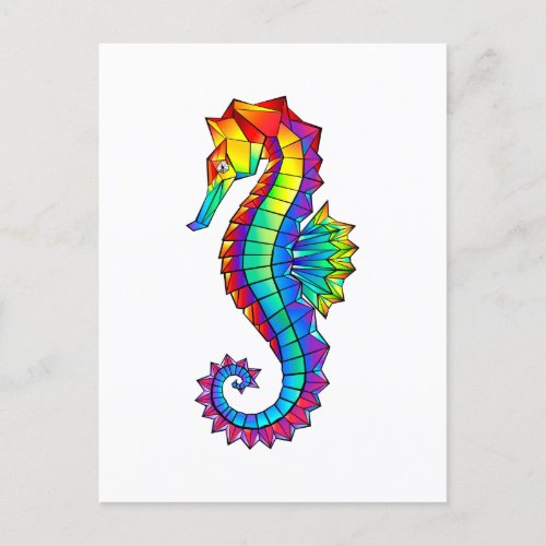 Rainbow Polygonal Seahorse Invitation Postcard