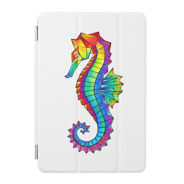 Rainbow Polygonal Seahorse iPad Mini Cover (Front)