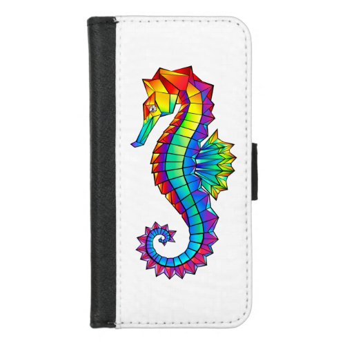 Rainbow Polygonal Seahorse iPhone 87 Wallet Case