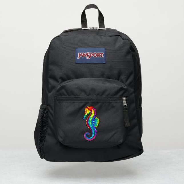 Rainbow Polygonal Seahorse JanSport Backpack (Front)