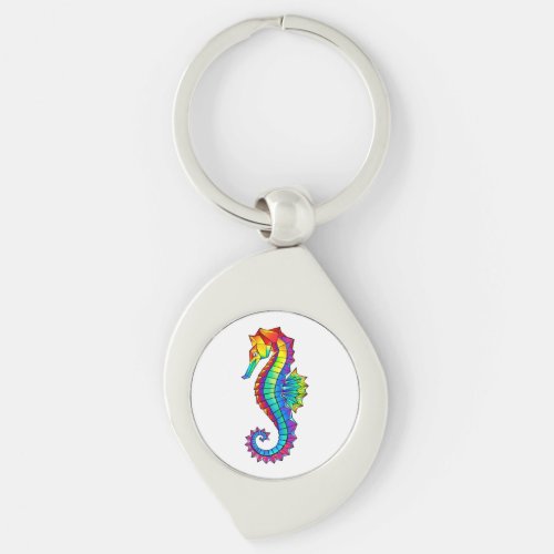 Rainbow Polygonal Seahorse Keychain