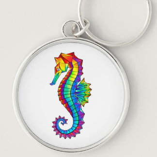 Rainbow Polygonal Seahorse Keychain