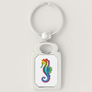 Rainbow Polygonal Seahorse Keychain