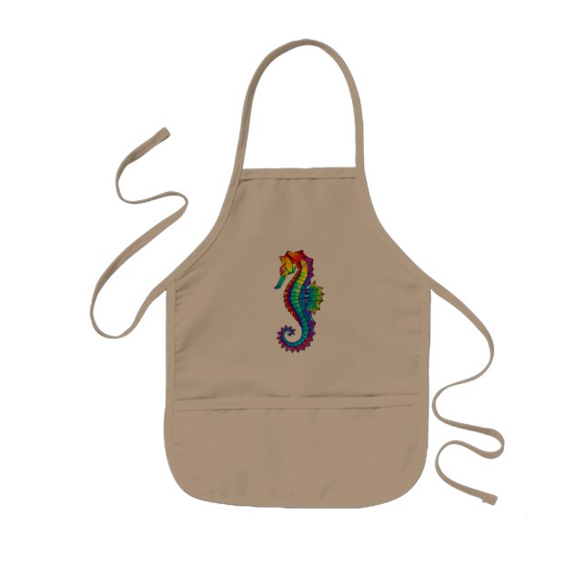 Rainbow Polygonal Seahorse Kids' Apron (Front)