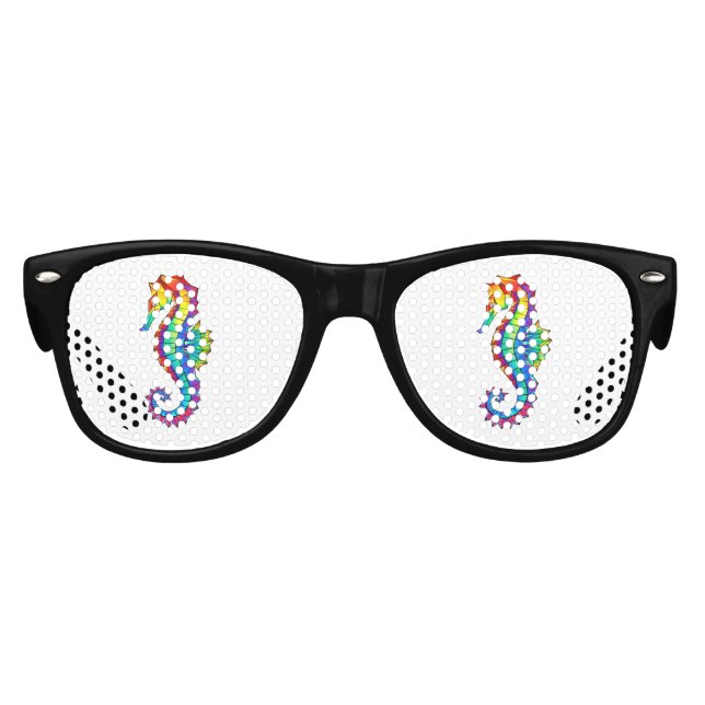 Rainbow Polygonal Seahorse Kids Sunglasses (Front)