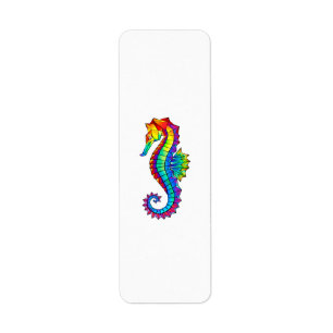 Rainbow Polygonal Seahorse Label