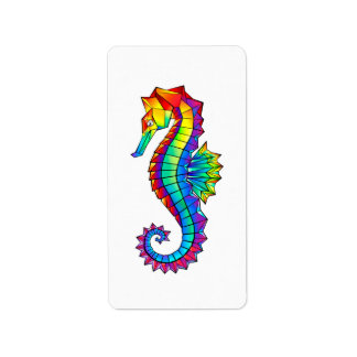 Rainbow Polygonal Seahorse Label