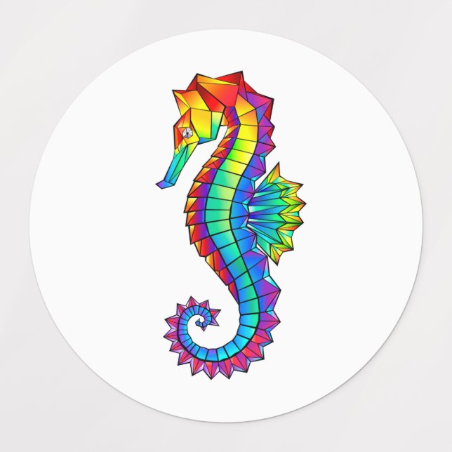 Rainbow Polygonal Seahorse Labels (Design 1)