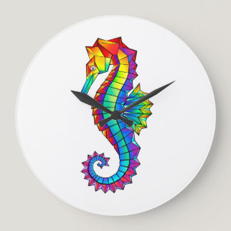 Rainbow Polygonal Seahorse Large Clock