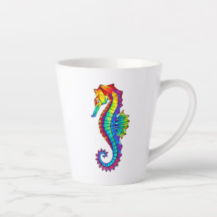 Rainbow Polygonal Seahorse Latte Mug