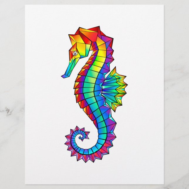 Rainbow Polygonal Seahorse Letterhead (Front)