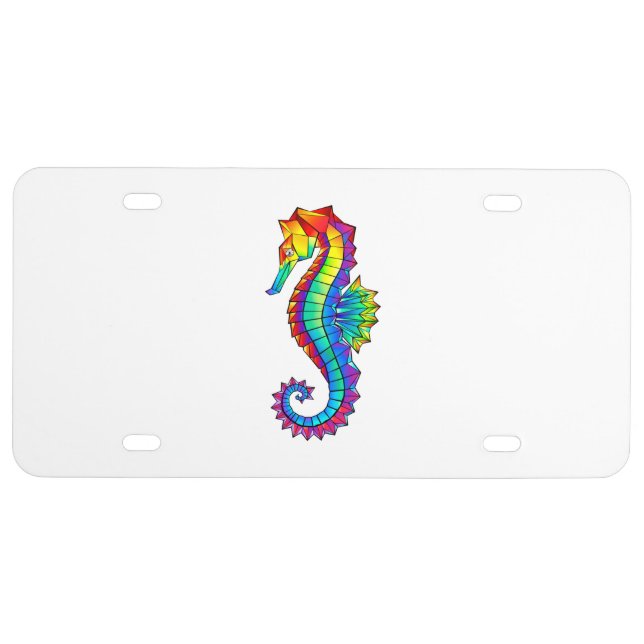 Rainbow Polygonal Seahorse License Plate (Front)