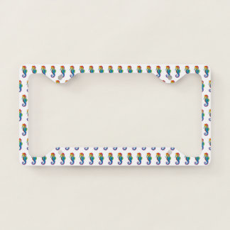 Rainbow Polygonal Seahorse License Plate Frame