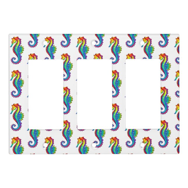 Rainbow Polygonal Seahorse Light Switch Cover (Front)