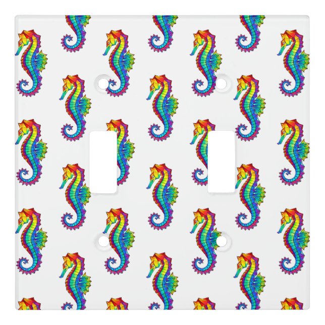 Rainbow Polygonal Seahorse Light Switch Cover (Front)