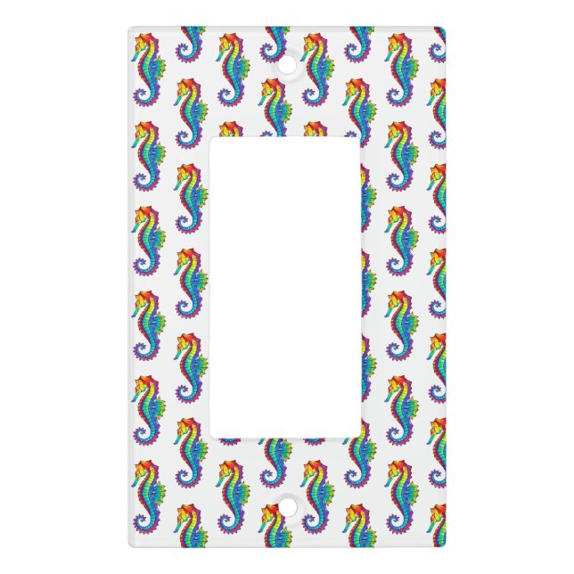 Rainbow Polygonal Seahorse Light Switch Cover (Front)