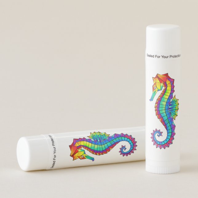 Rainbow Polygonal Seahorse Lip Balm (Front)