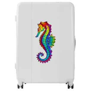 Rainbow Polygonal Seahorse Luggage