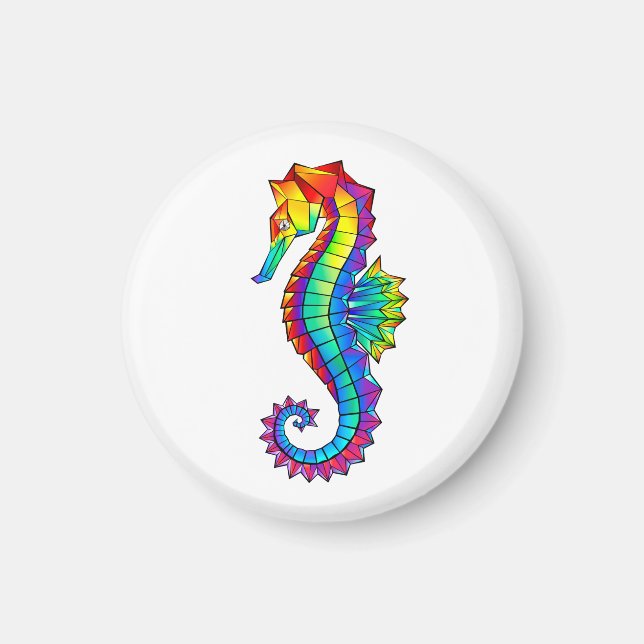 Rainbow Polygonal Seahorse Magnet (Front)