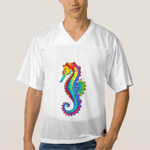 Rainbow Polygonal Seahorse Men's Football Jersey