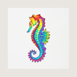 Rainbow Polygonal Seahorse Metal Print